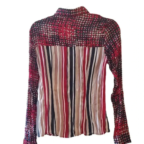 Le Caviar Western Polka Dot & Stripe Button-Down Shirt – Size Small - Picture 2 of 5
